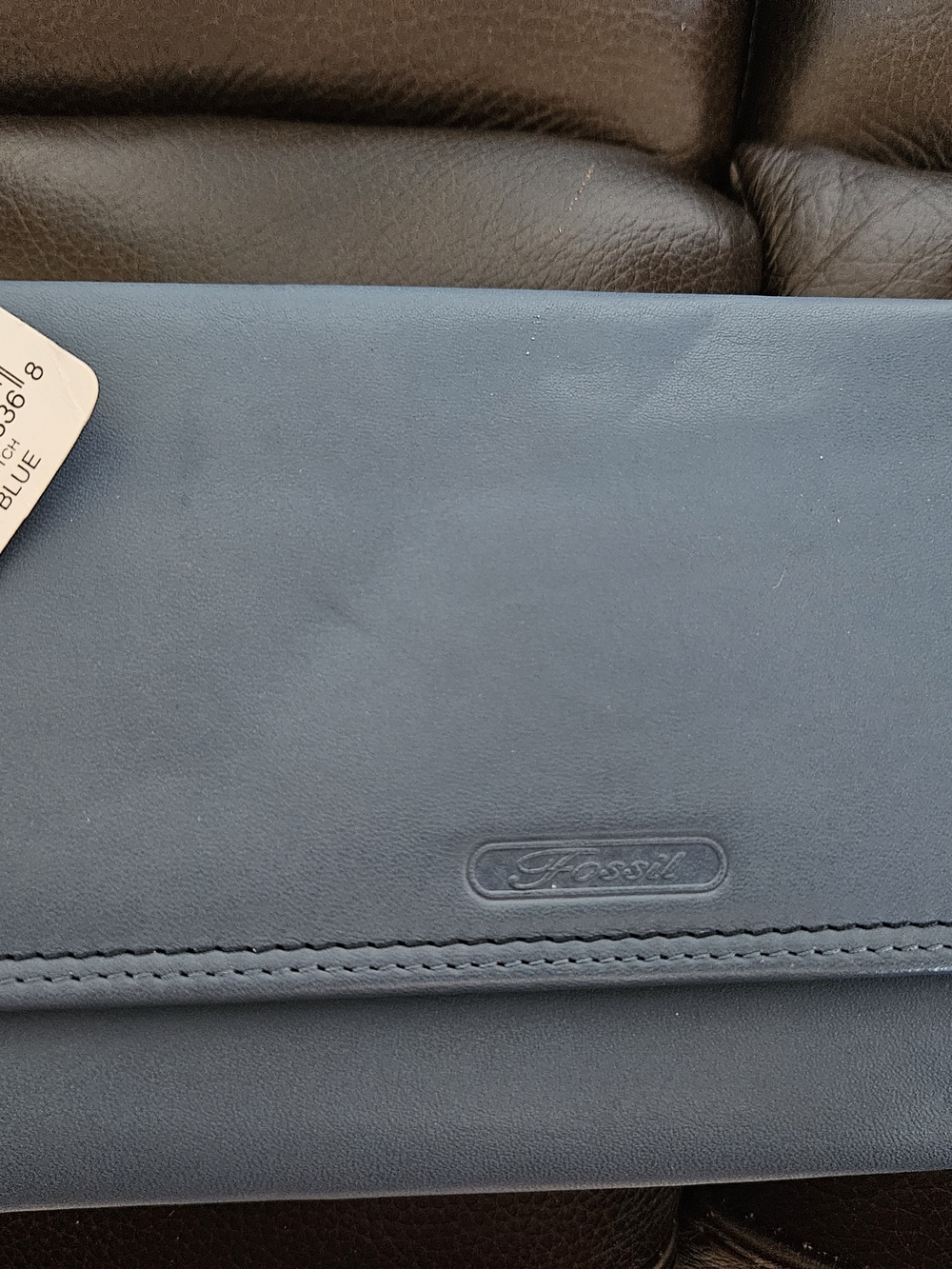 Fossil Women's Blue Leather Wallet Clutch  NWT